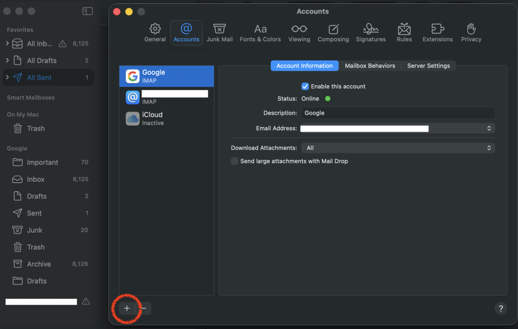 Account Setting Email Apple Mail MacBook
