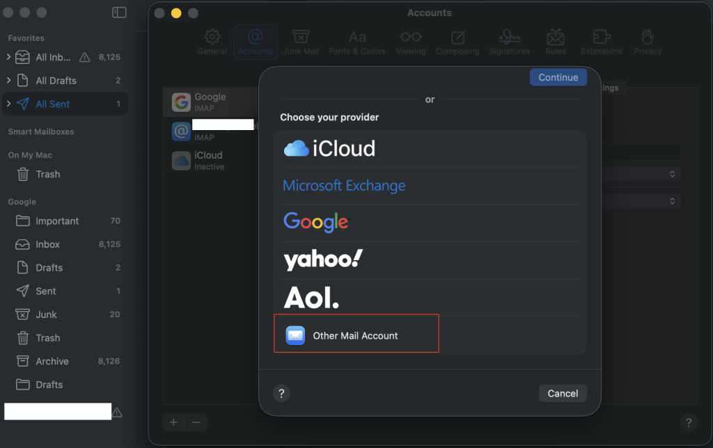Add Email Account Apple Mail MacBook