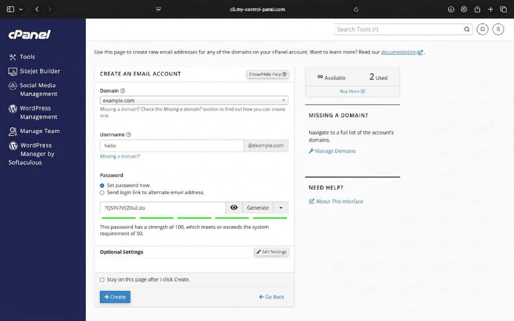 Custom Domain Email Creation