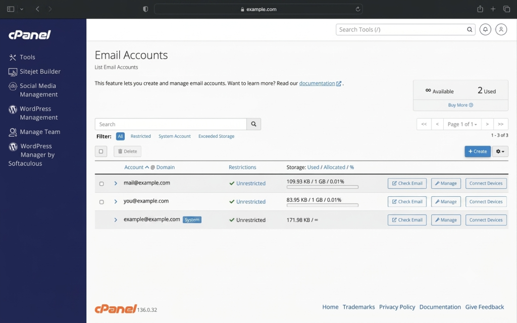 Custom Domain Email Accounts