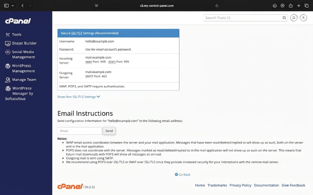Custom Domain Email Settings for Apple Mail in MacBook