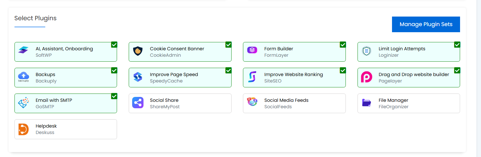 Select Plugin and Theme