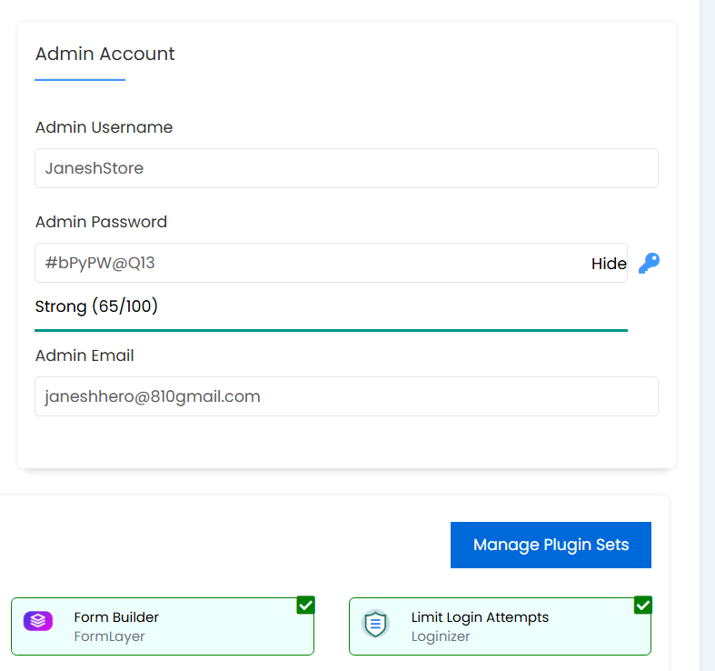 Create WordPress administrator account