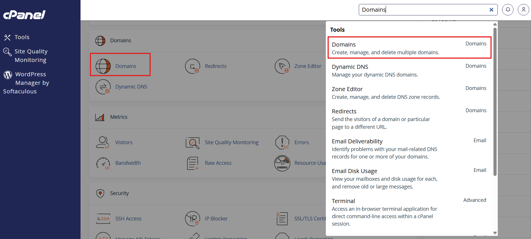 Open Domains in cPanel