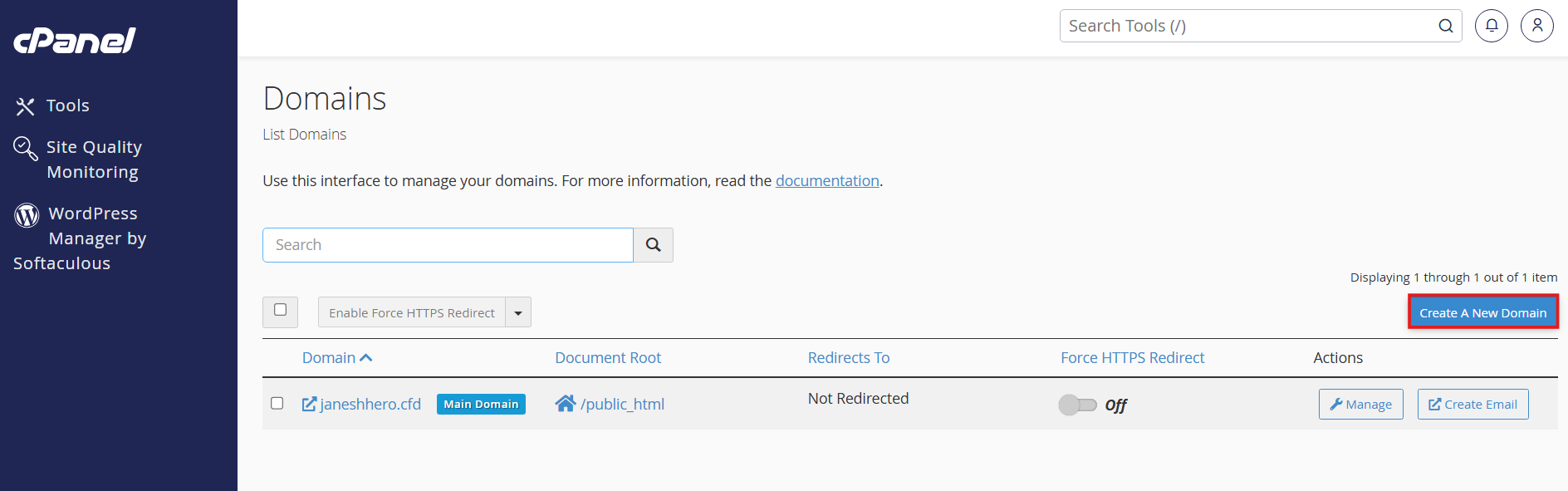 Domain page