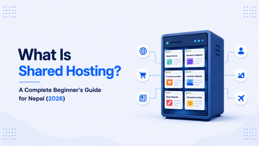 Diagram of one shared hosting server running several separate websites at once
