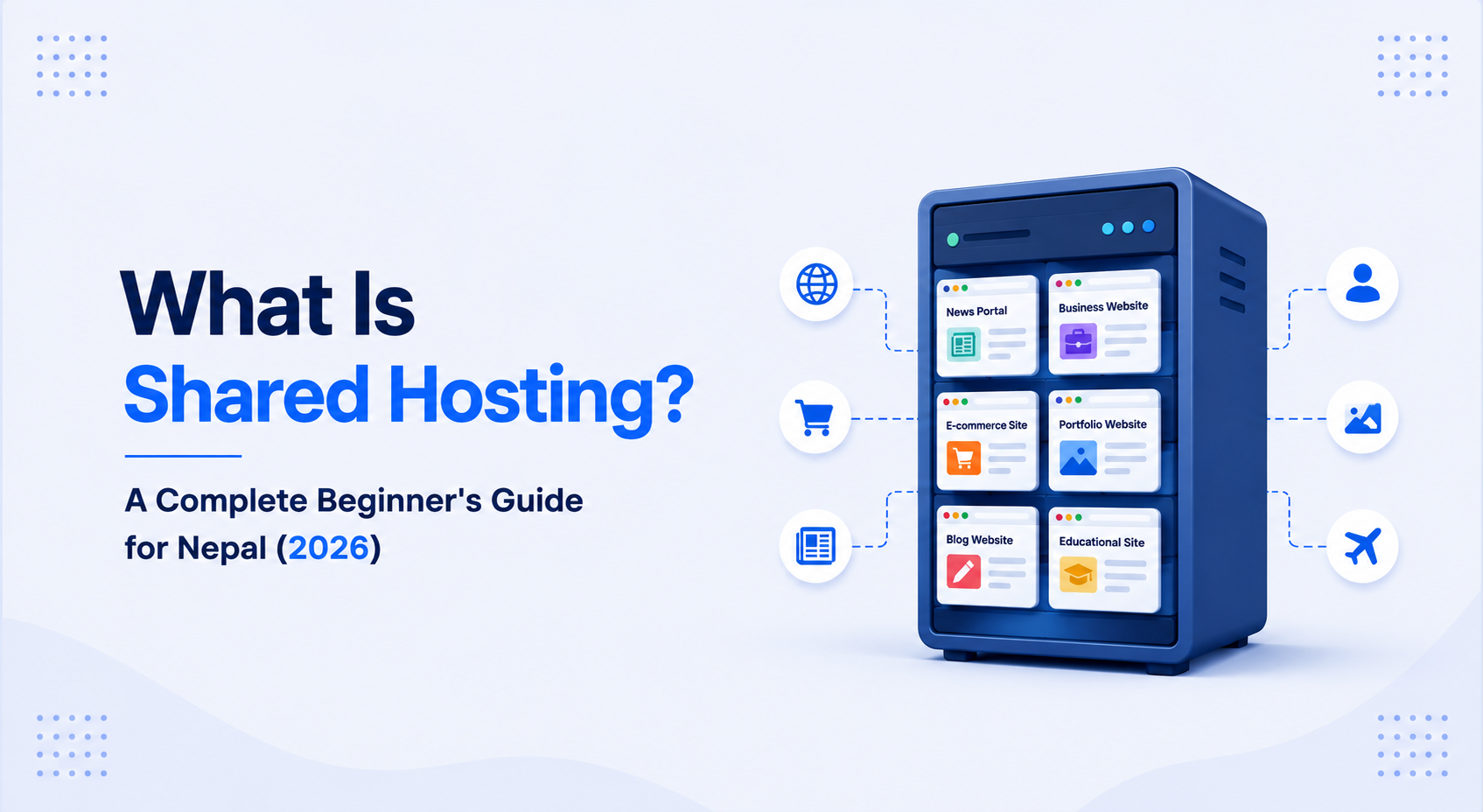 Diagram of one shared hosting server running several separate websites at once