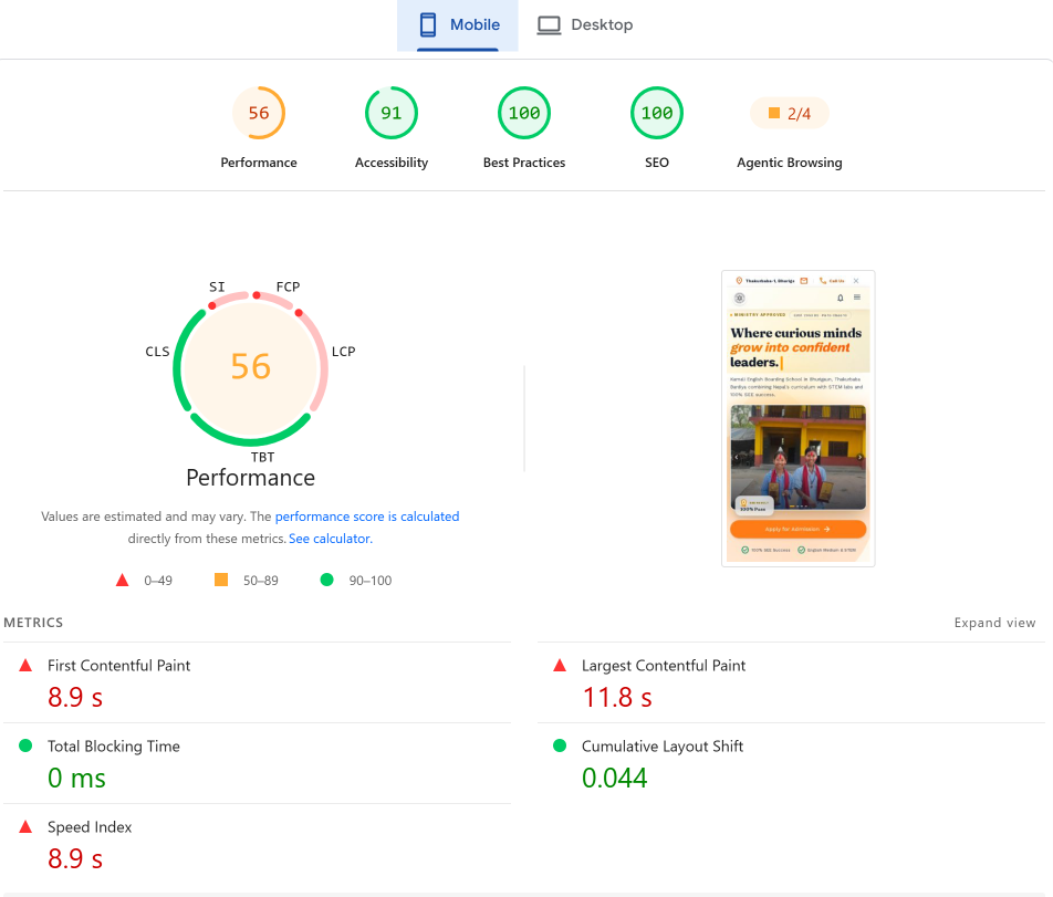 why is my website slow, PageSpeed Insights report showing Core Web Vitals scores