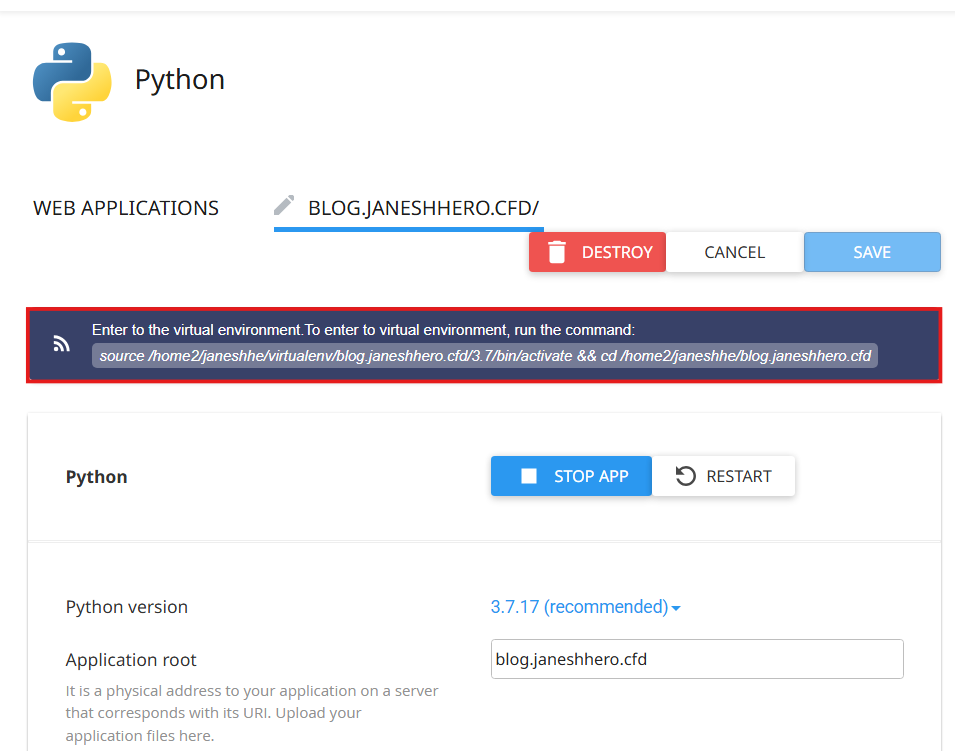 Path to Enter the Virtual Environment